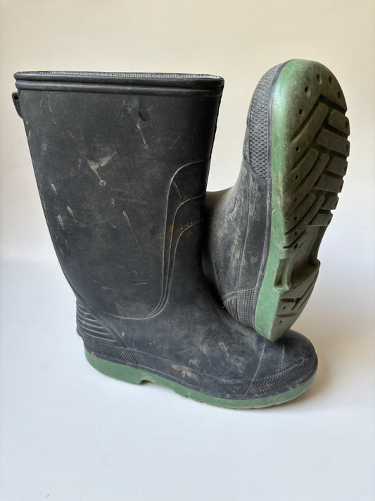Black & Green Rubber Boots