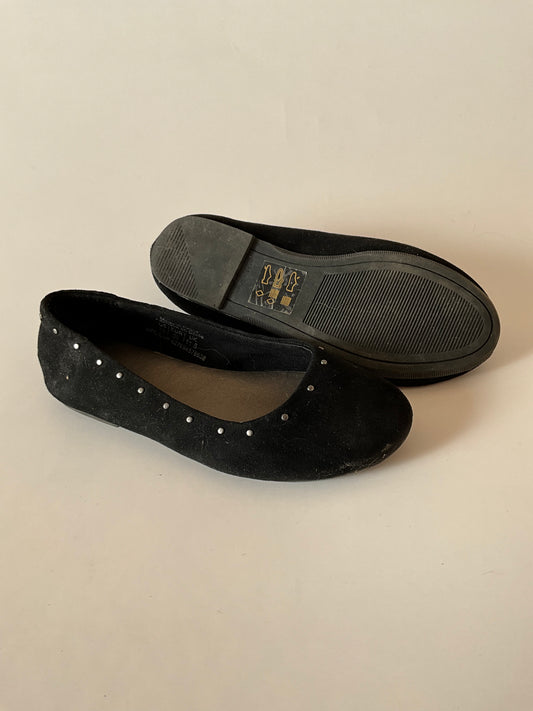Black Suede Embellished Flats
