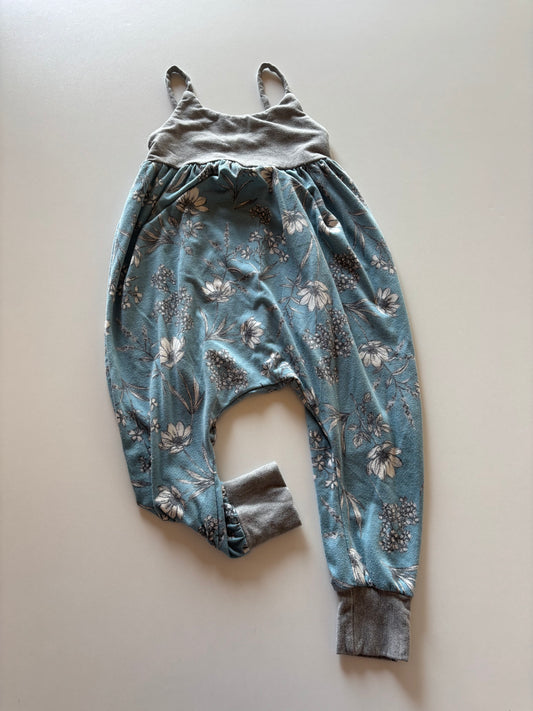 Grey & Blue Floral Romper