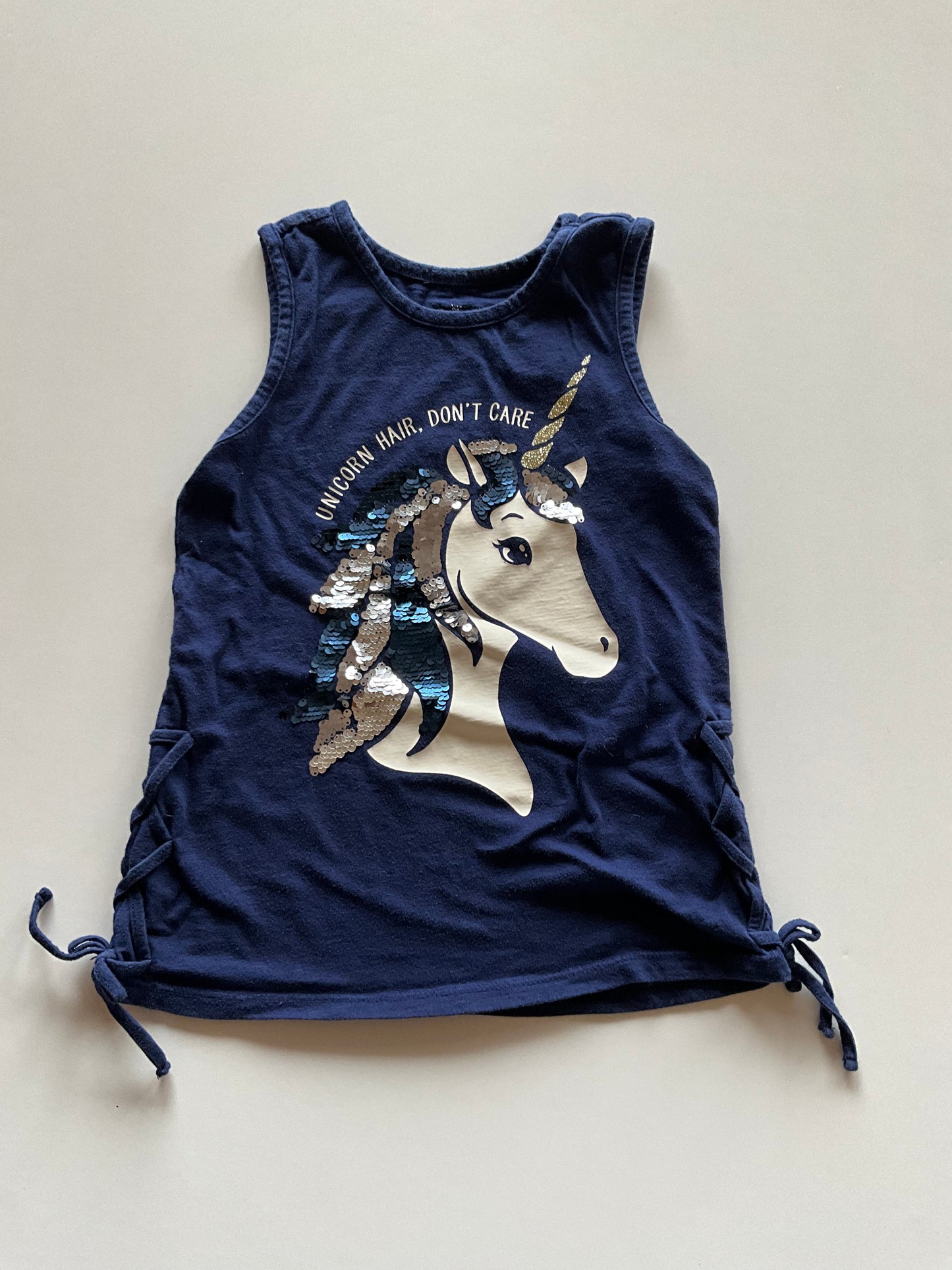 Navy Unicorn Flip Sequin Tank