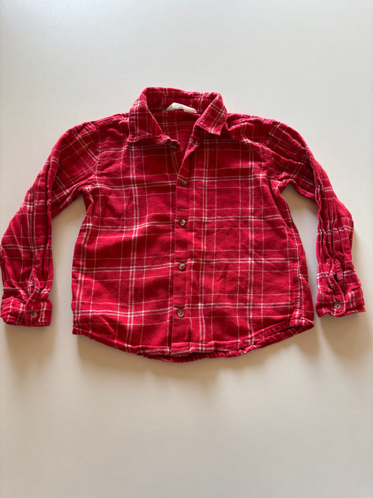 Red Plaid Flannel Button Up Shirt