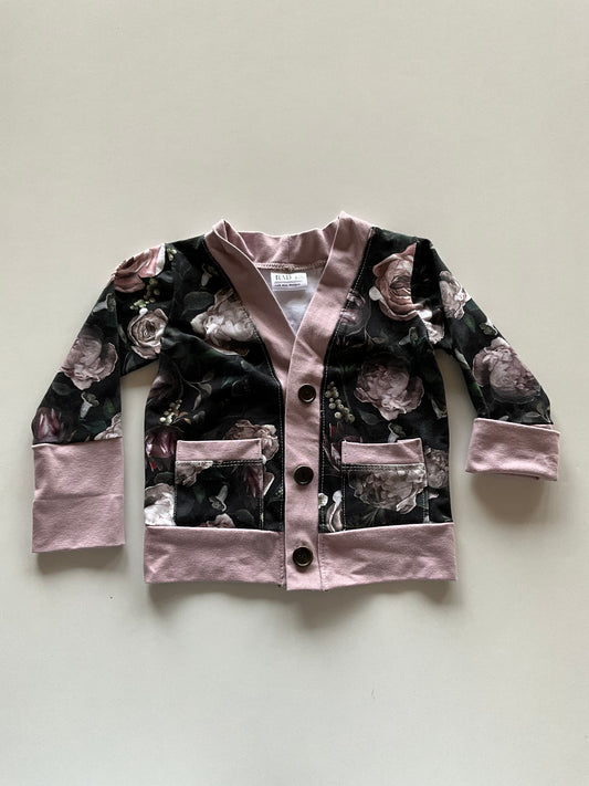 Black & Mauve Rose Grow With Me Cardigan