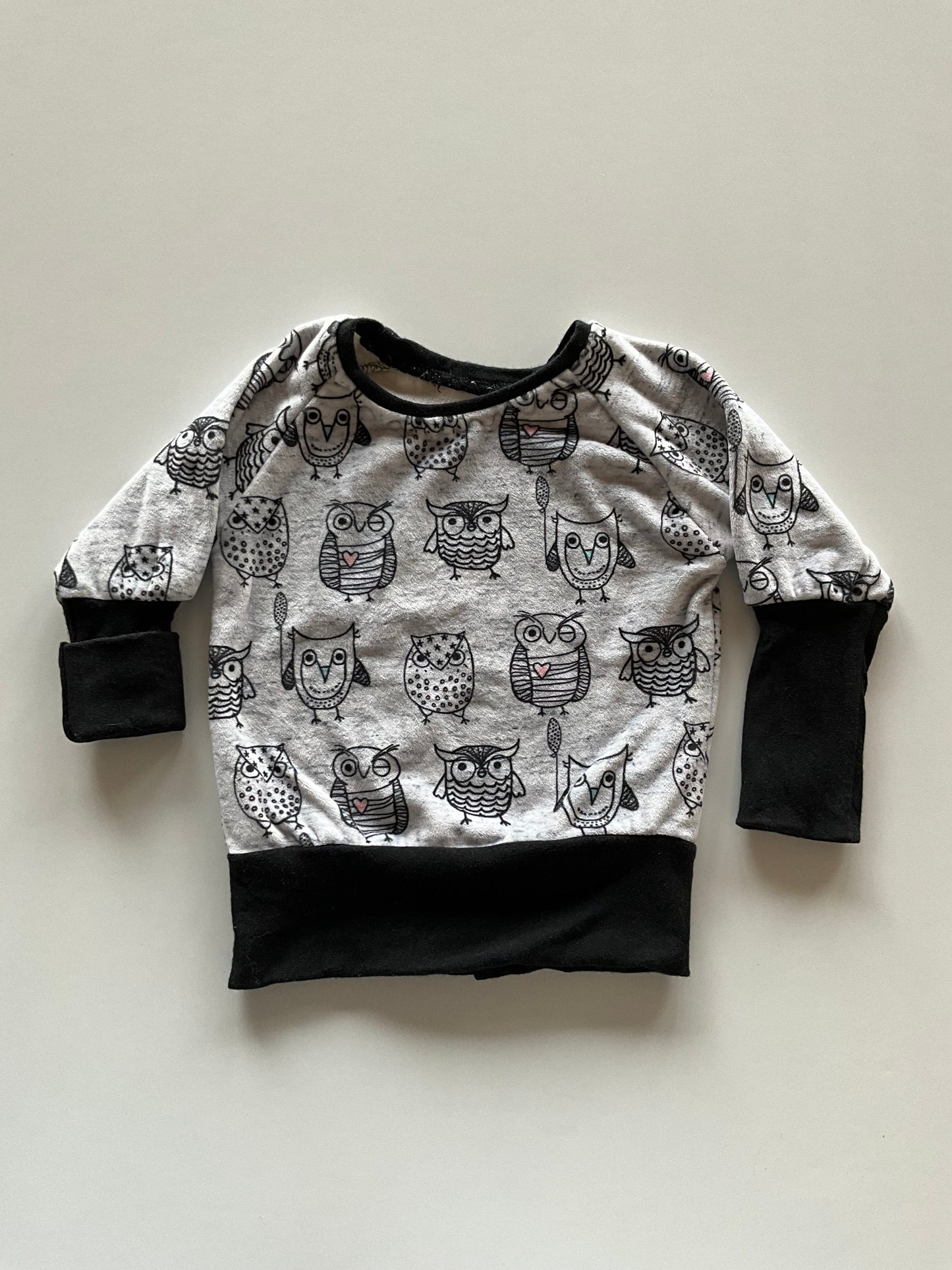 Black & Grey Owl Grow With Me Crewneck