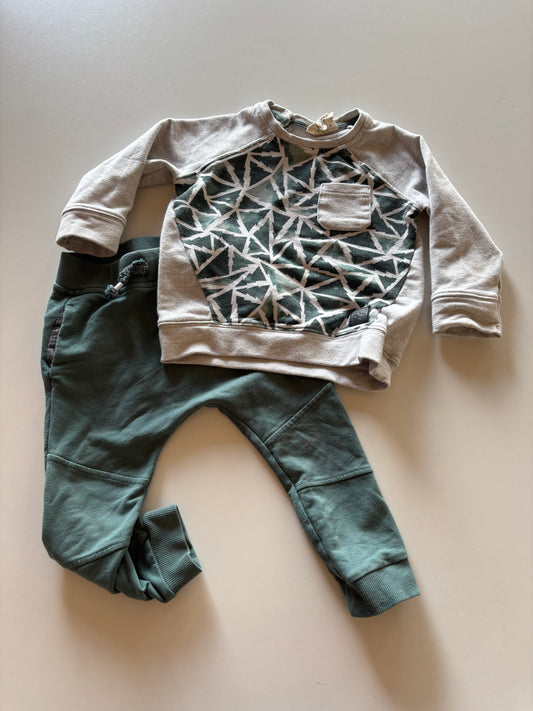 2pc Grey & Green Tree Set