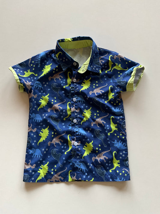 Blue Dinosaur Button Up Shirt