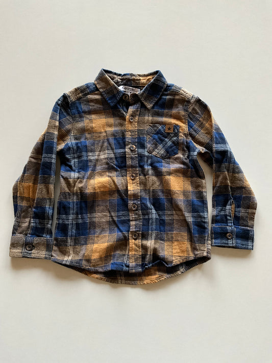 Blue & Caramel Plaid Flannel Button Up