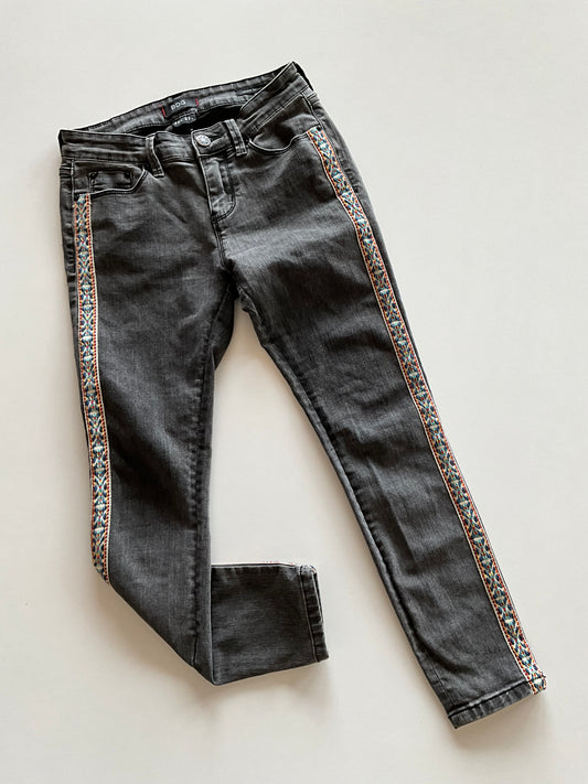 Charcoal Embroidered Denim