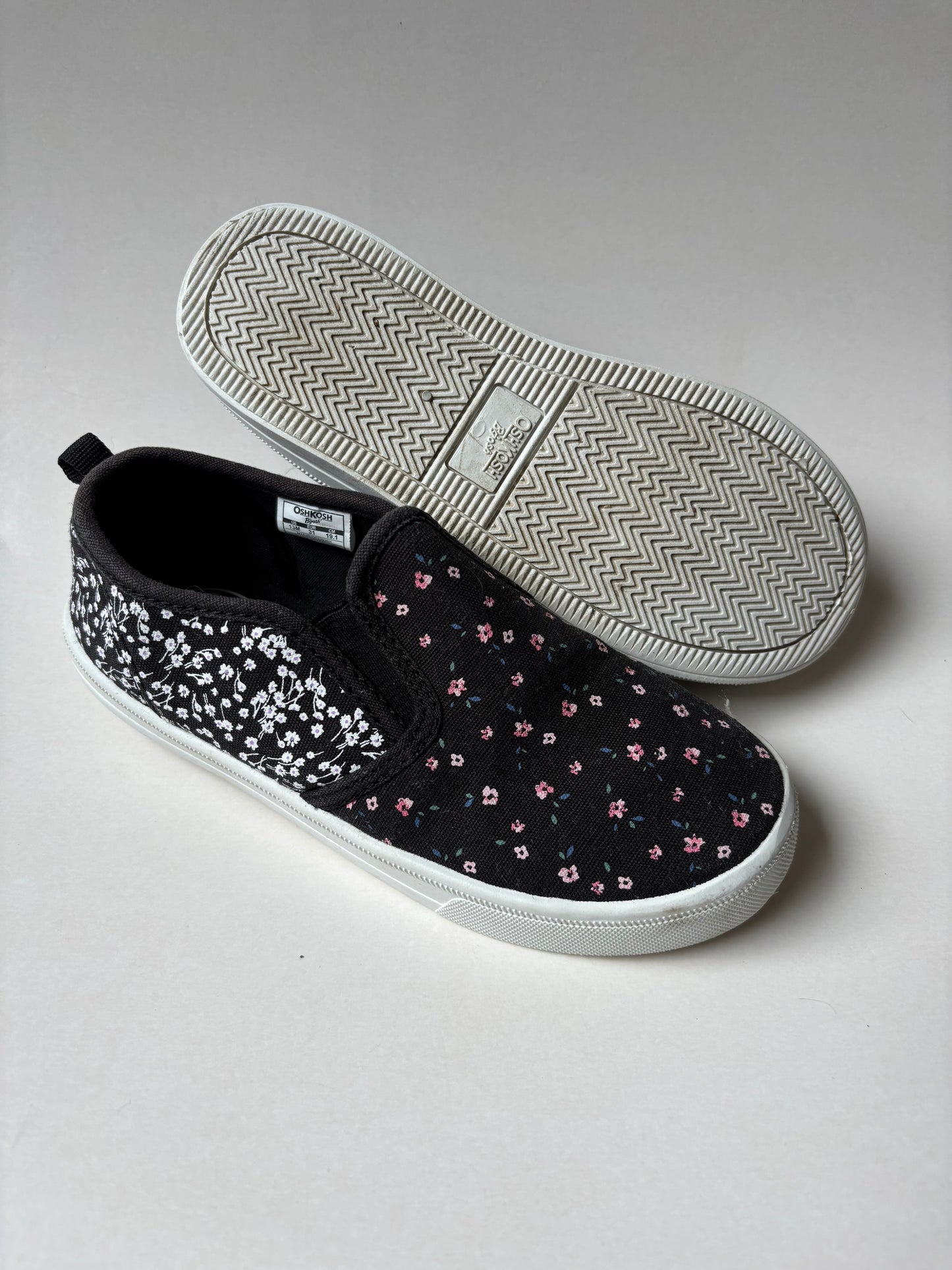 Black Floral Slip On Shoes