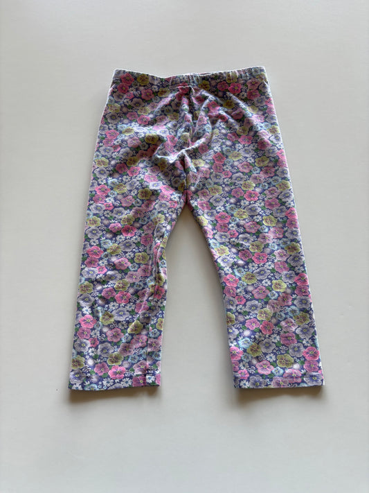 Purple Floral Capri Leggings