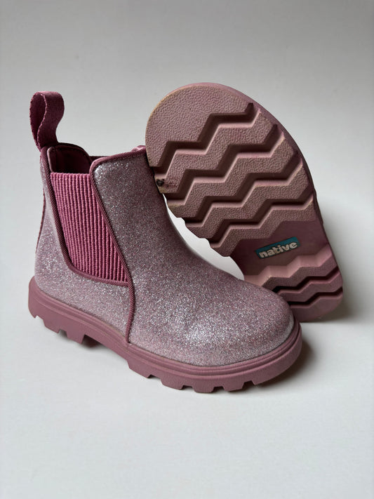 Pink Glitter Ankle Boots