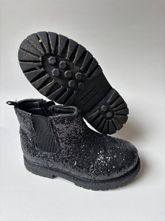 Black Glitter Ankle Booties