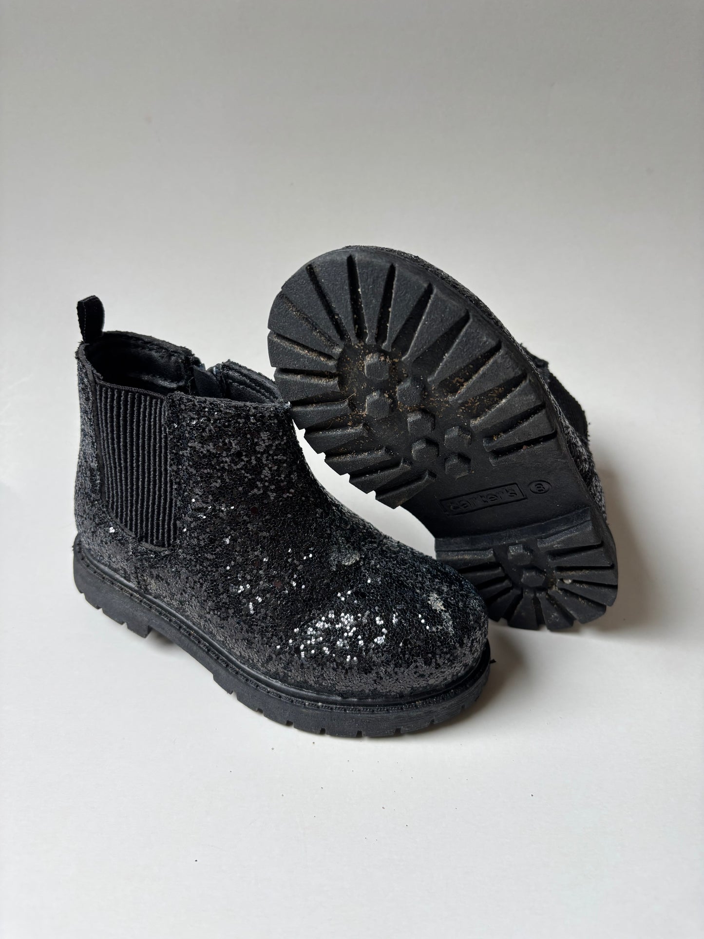 Black Glitter Ankle Booties