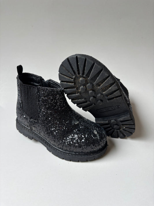 Black Glitter Ankle Booties