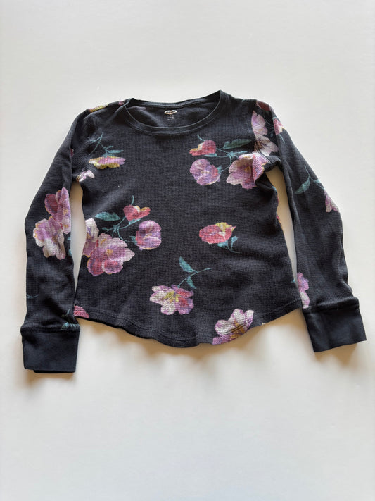Black Floral Waffle Shirt