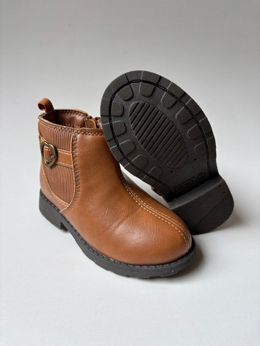 Brown Heart Buckle Booties