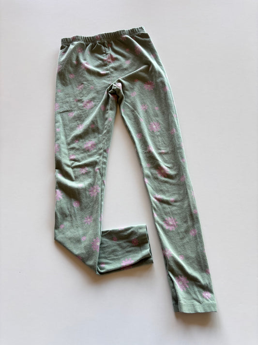 Green Pink Daisy Leggings