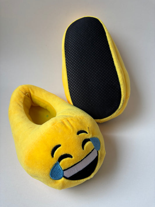 Cushy Yellow Laughing Emoji Slippers