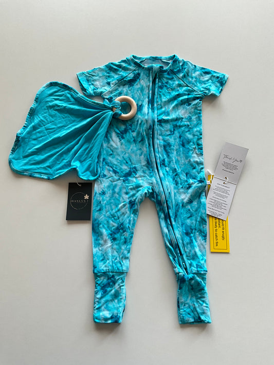 2pc BNWT Blue Tie Dye Romper & Lovey