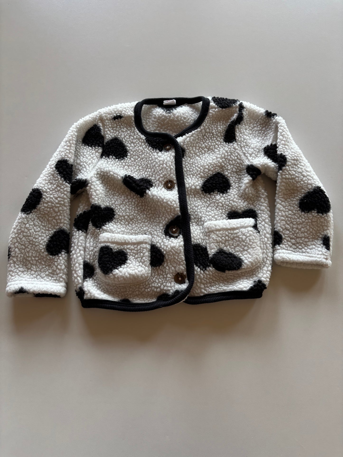 Black & White Heart Sherpa Jacket