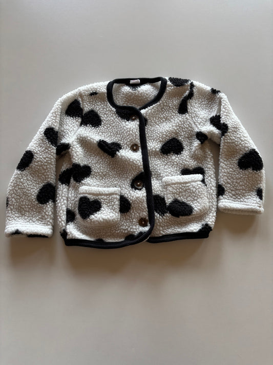 Black & White Heart Sherpa Jacket
