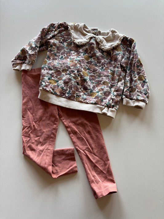 2pc Floral & Pink Set