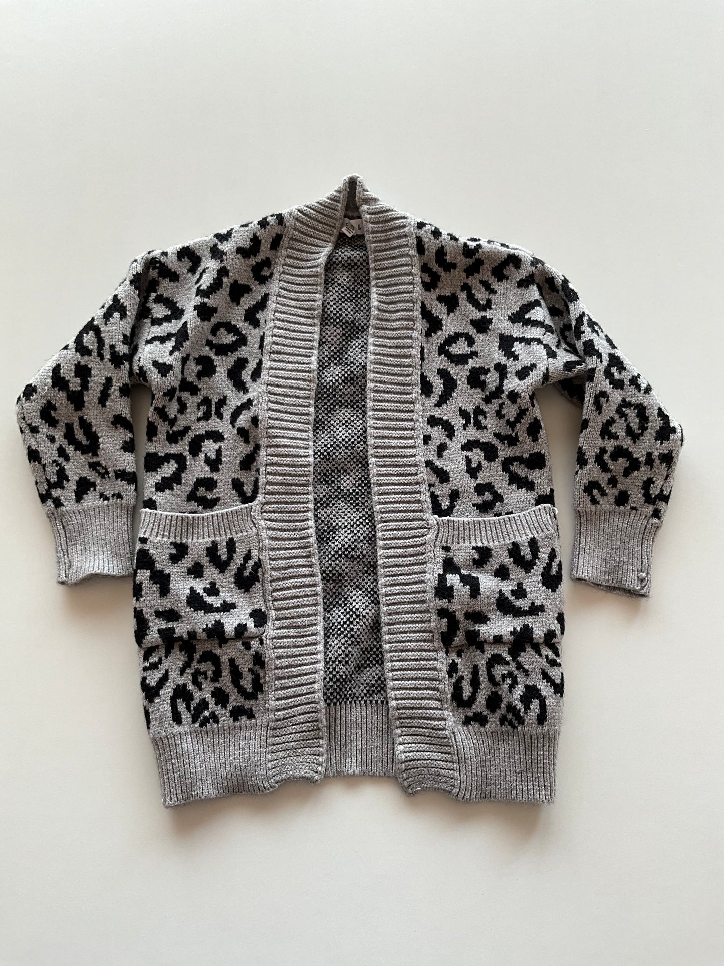 Thick Grey & Black Leopard Cardigan