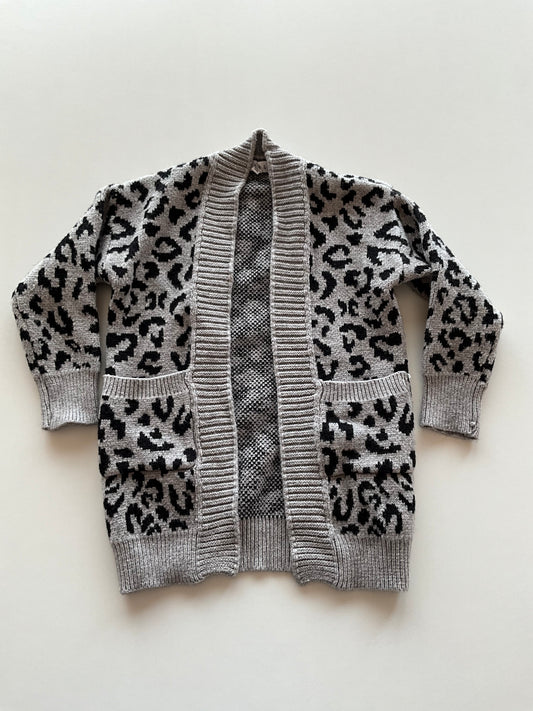 Thick Grey & Black Leopard Cardigan