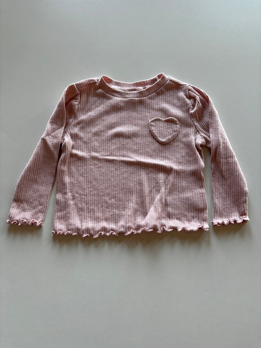 Light Pink Ribbed Heart Shirt