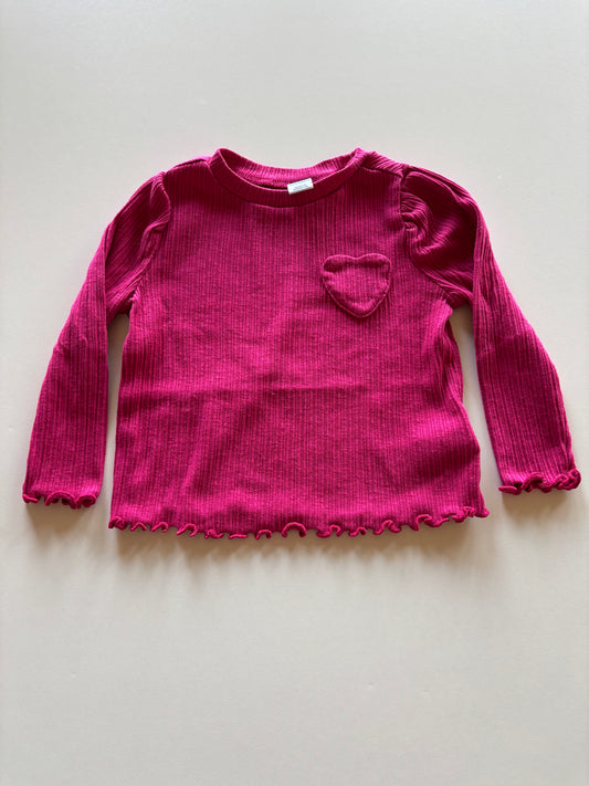 Dark Pink Ribbed Heart Shirt
