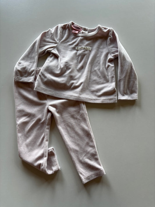 2pc Light Pink Ribbed Juicy Couture Set
