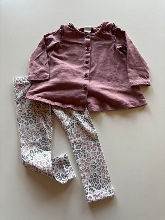 2pc Mauve & Leopard Set