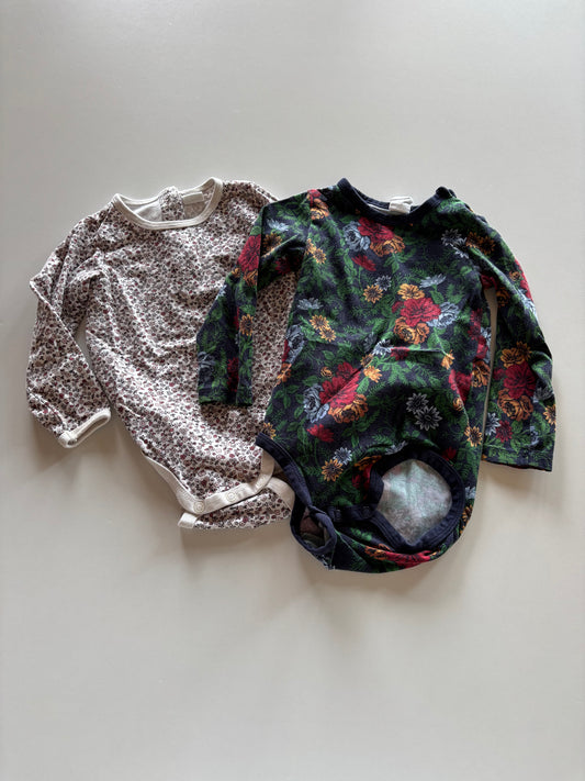 2 Long Sleeve Floral Onesies