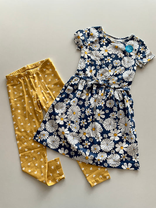 BNWT 2pc Daisy Dress & Yellow Leggings