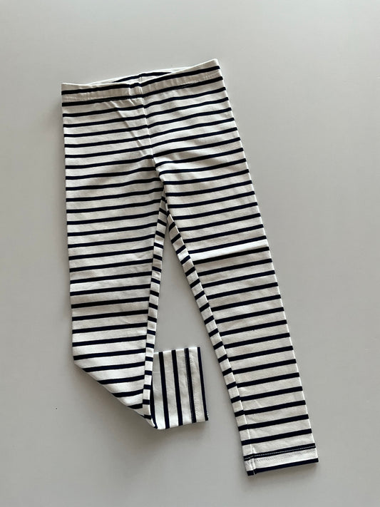 BNWOT White & Navy Striped Leggings