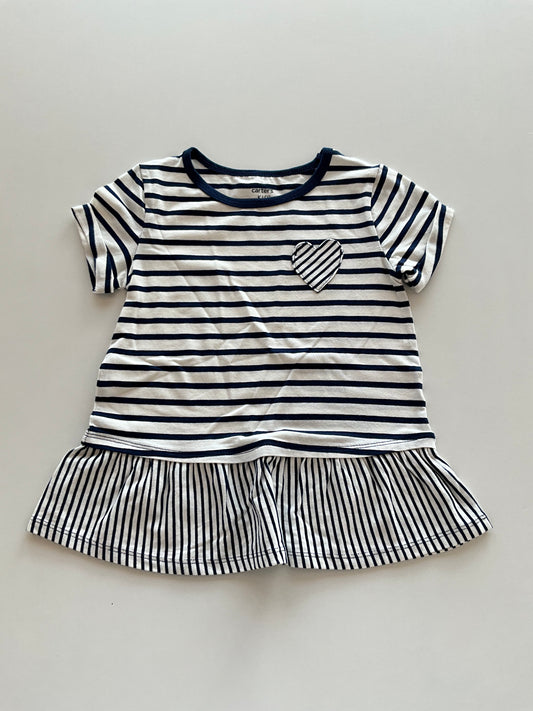 BNWOT Navy Striped Heart Peplum Tee