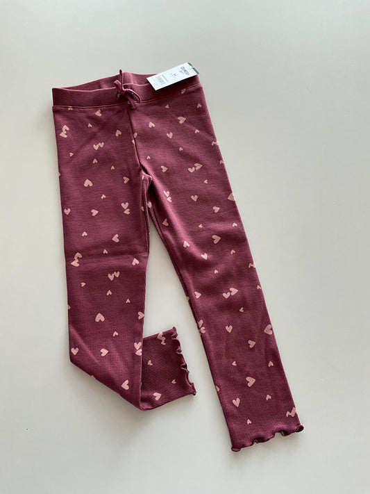 BNWT Ribbed Mauve Heart Leggings