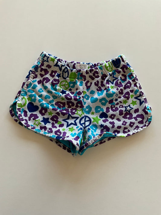 Blue & Purple Leopard Print Athletic Shorts