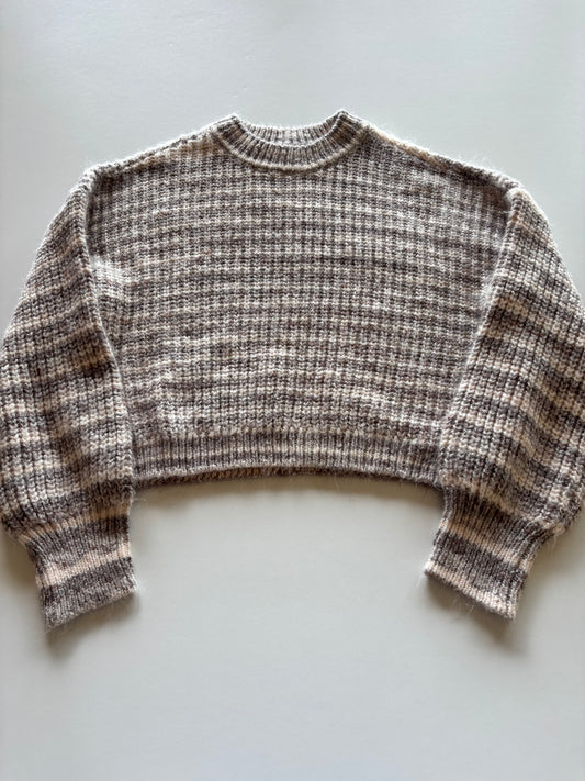Brown Striped Knit Cropped Sweater