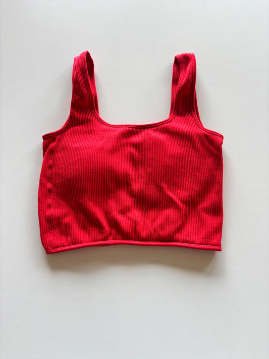 Red Ribbed Crop/Bralette