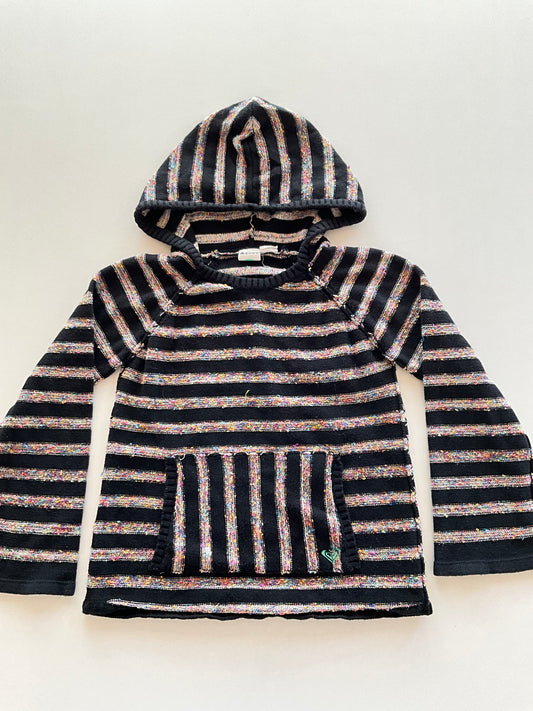 Black & Rainbow Striped Knit Hoodie