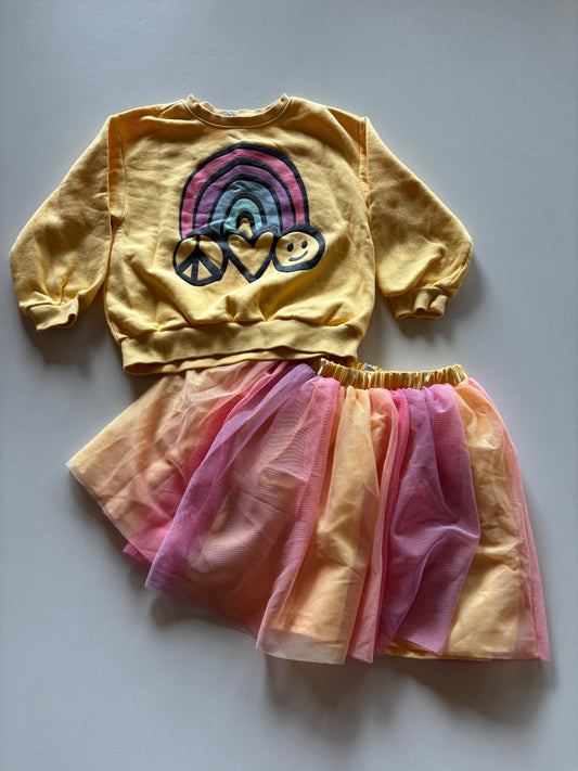 2pc Yellow Rainbow Tutu Set