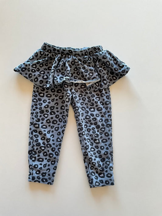 Skirted Blue Leopard Print Leggings