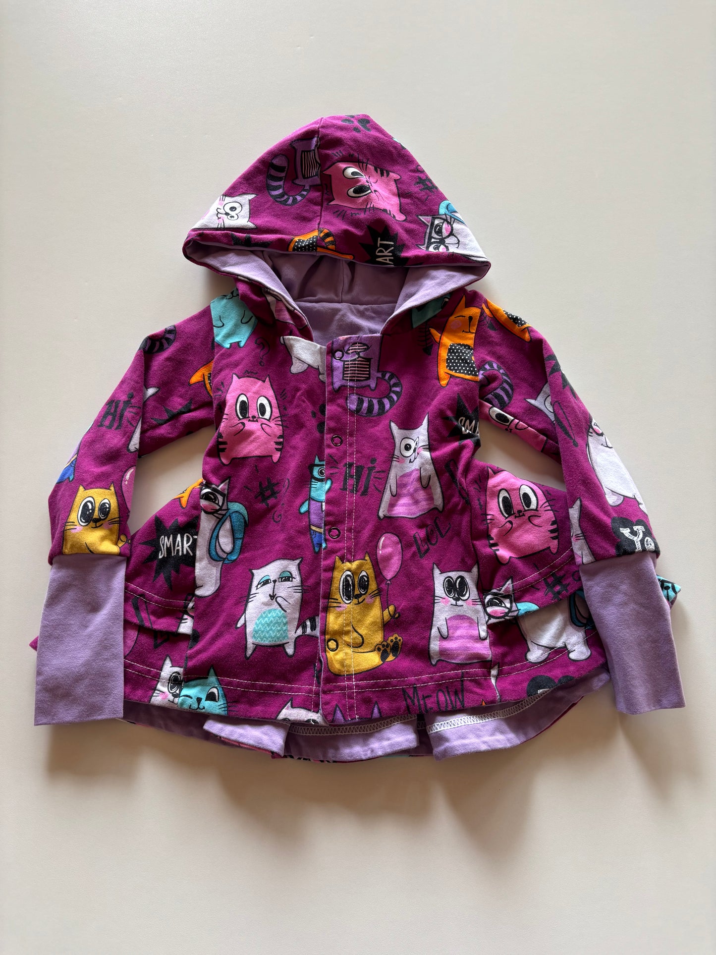 Grow With Me Purple Cats Peplum Hoodie