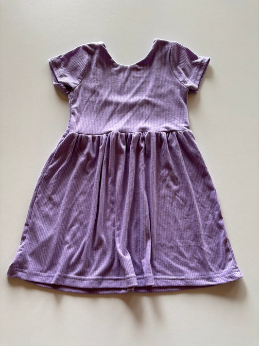 Purple Ribbed Low Back Dress