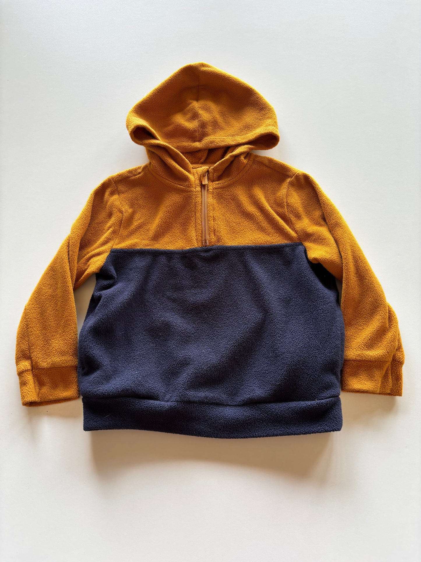 Brown & Navy 1/4 Zip Fleece Hoodie