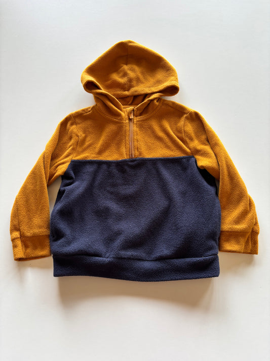 Brown & Navy 1/4 Zip Fleece Hoodie