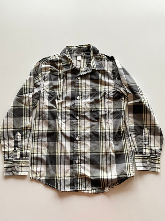 Grey & Yellow Plaid Button Up