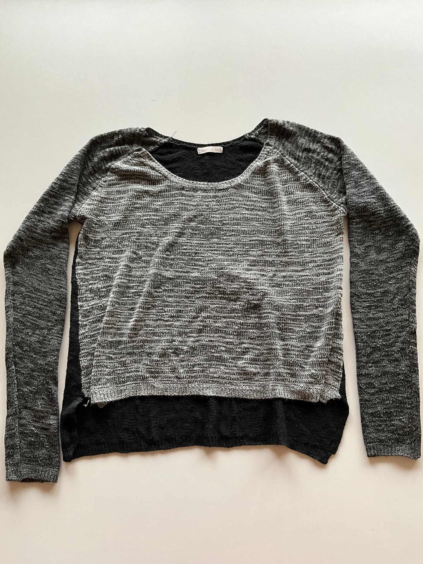 Grey Knit Colourblock Sweater