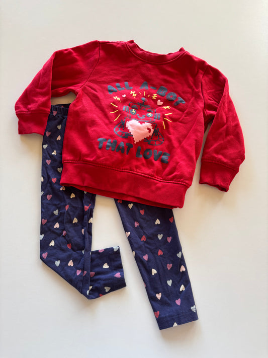 2pc Red & Navy Hearts Set