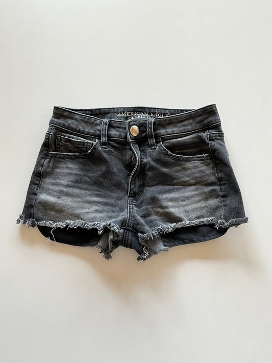 Faded Black Denim Shorts